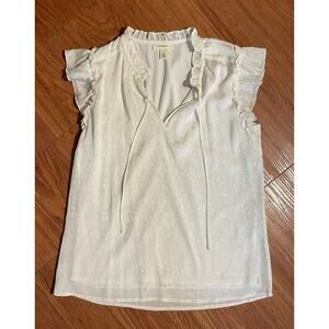 Tamara H. White Sheer Blouse Sz S/P Short Sleeve Layered Top Boho Fairy Flutter